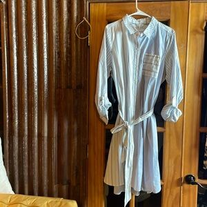 97% Cotton Striped White Shirt Dress, Size XXL